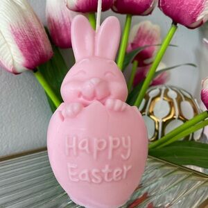 Pink Easter Bunny Candle home made soy wax